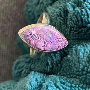Purple dyed laguna lace agate ring